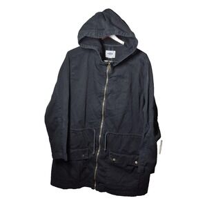 Old Navy Jacket Womens 2XL Black‎ Hooded Parka Cotton Utility Pockets Zip Front